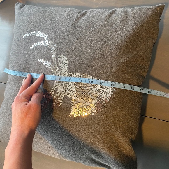 Grey Sequin Deer Toss Pillow - Picture 3 of 3